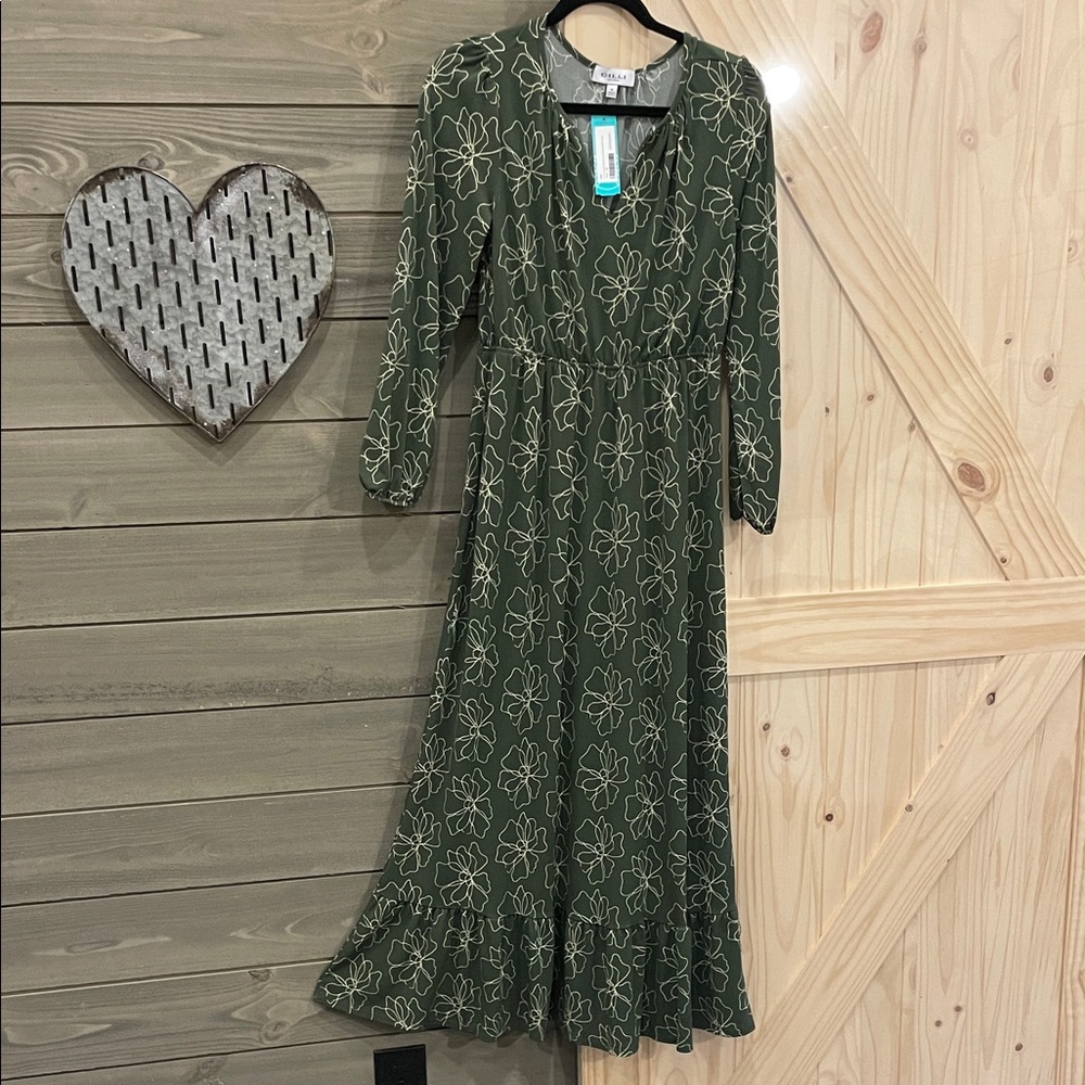 GILLI Ari smocked waist long sleeve dress